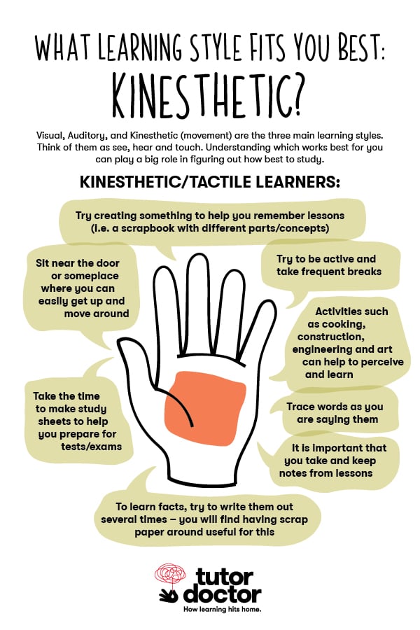 infographic explaining kinsetic learners 