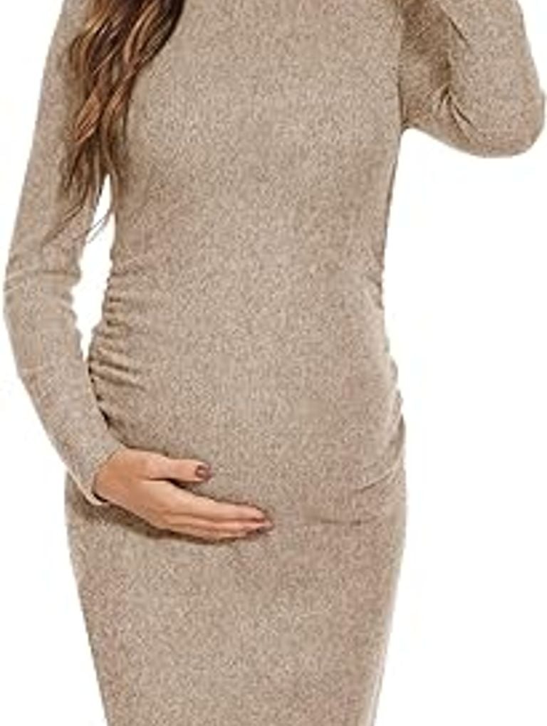 Yeshape Turtleneck Ribbed Maternity Dress, Best Maternity Sweater Dresses 