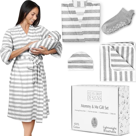 Ocean Drop Designs Mommy and Me Robe and Swaddle Set, Best Maternity Robes 