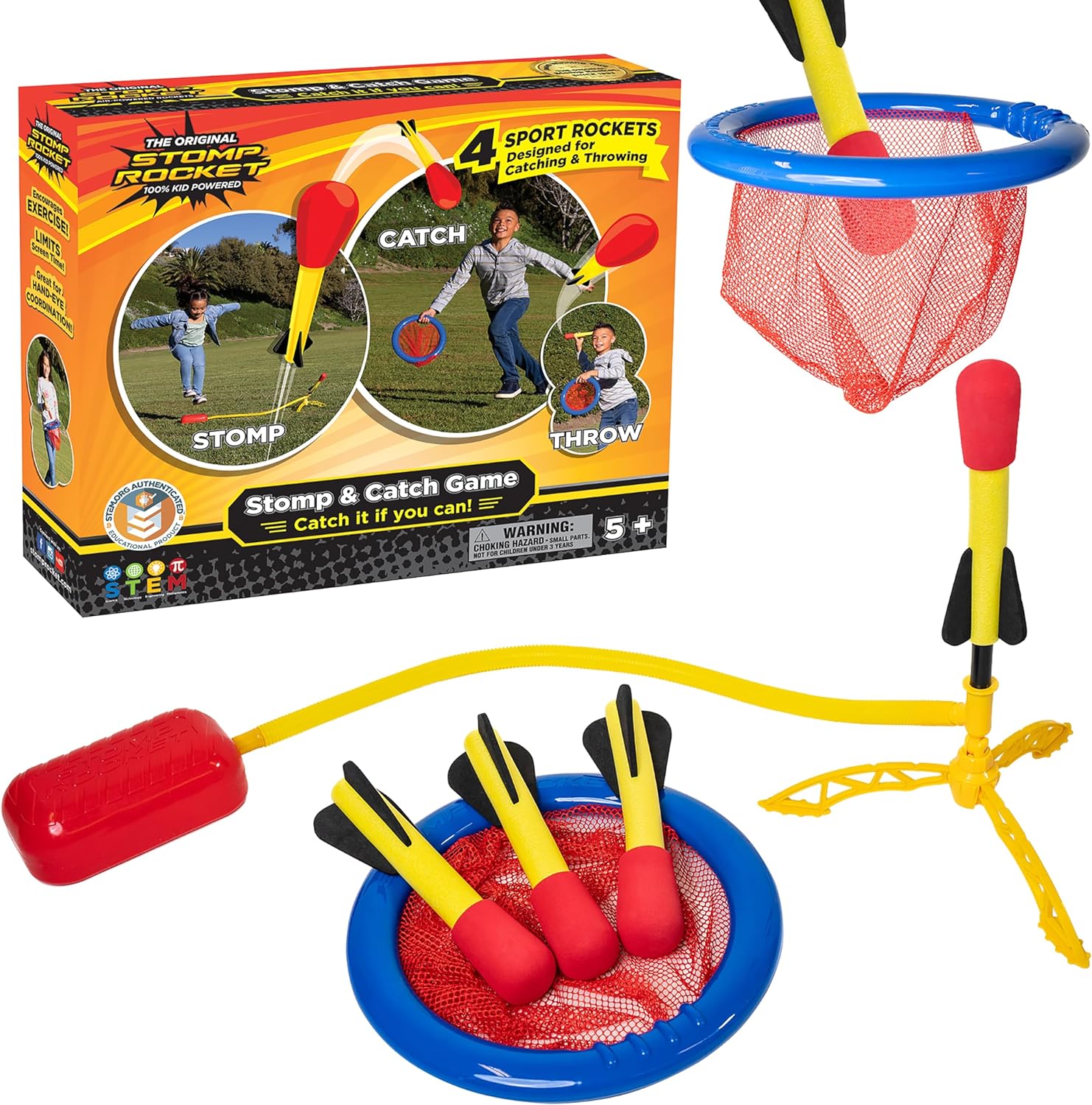 Stomp Rocket Stomp and Catch Rocket Launcher Game for Kids, Best Gifts For 8-Year-Old Boys 
