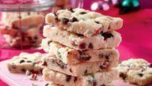 Chocolate and candy cane shortbread squares