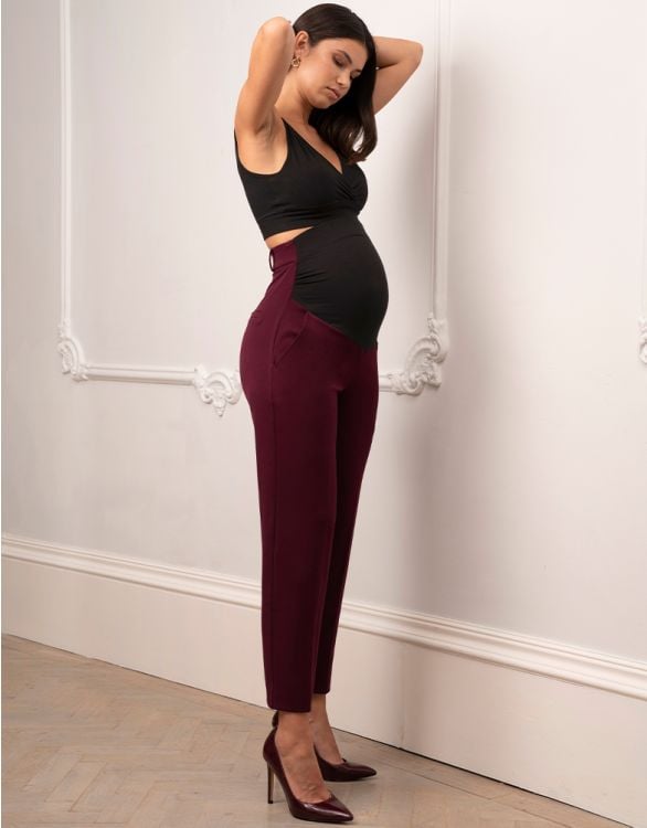 Seraphine Tapered Plum Maternity Pants, best maternity work pants