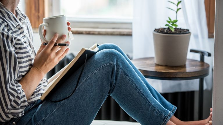 A young woman taking a break from technology