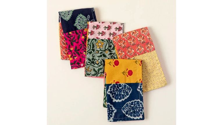 colourful fabric napkins made from repurposed sari material