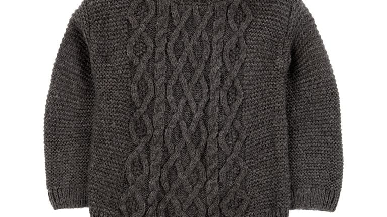 A dark grey sweater for babies.