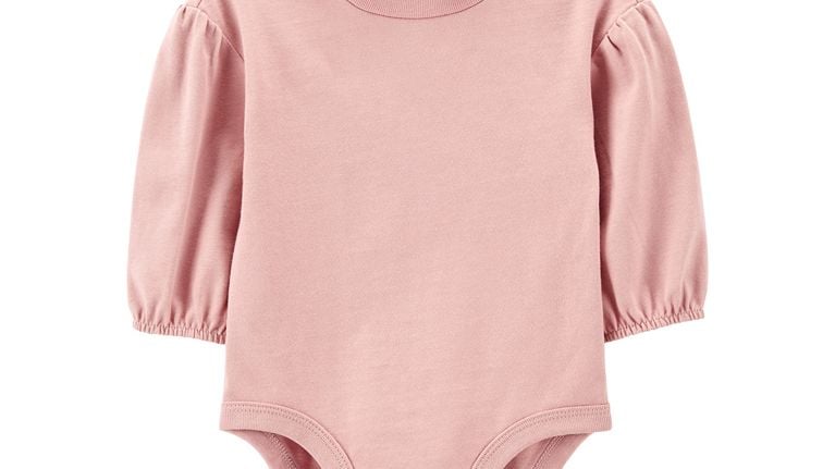 A soft pink bodysuit for babies.