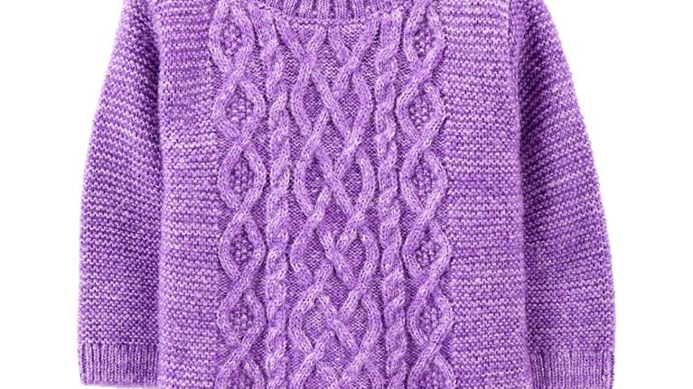 A light purple sweater for babies.