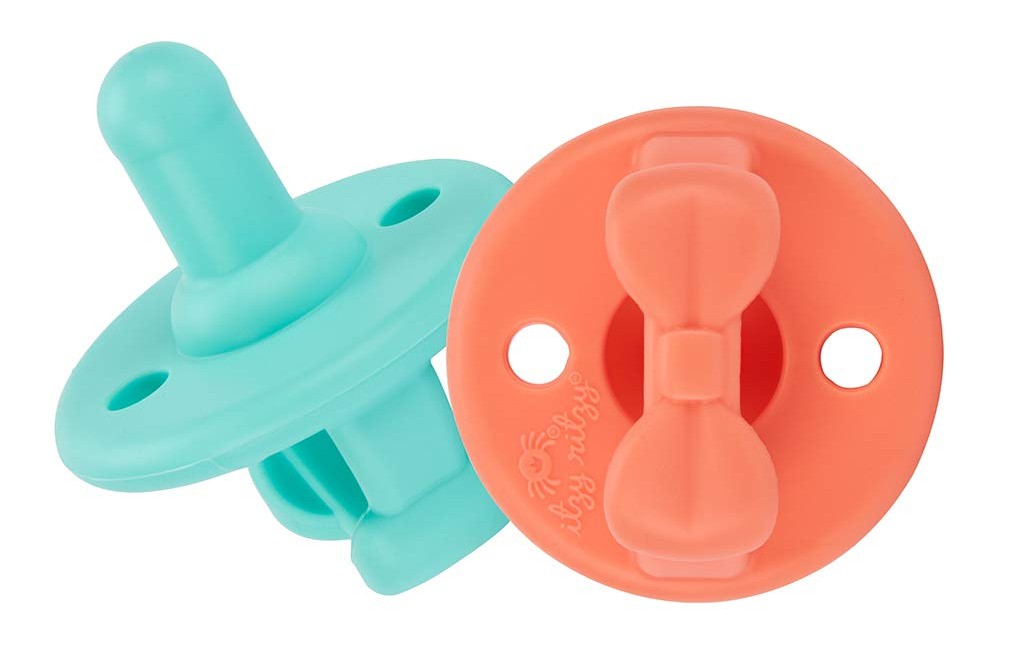 best pacifiers for newborns (Itzy Ritzy Sweetie Soother Pacifier Set of 2 - Silicone Newborn Pacifiers with Collapsible Handle & Two Air Holes for Added Safety)