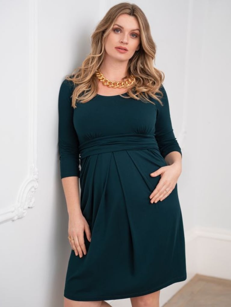 Seraphine Curve Emerald Green Maternity & Nursing Dress, Best Maternity Sweater Dresses 