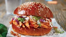 Pulled chicken sliders with coleslaw