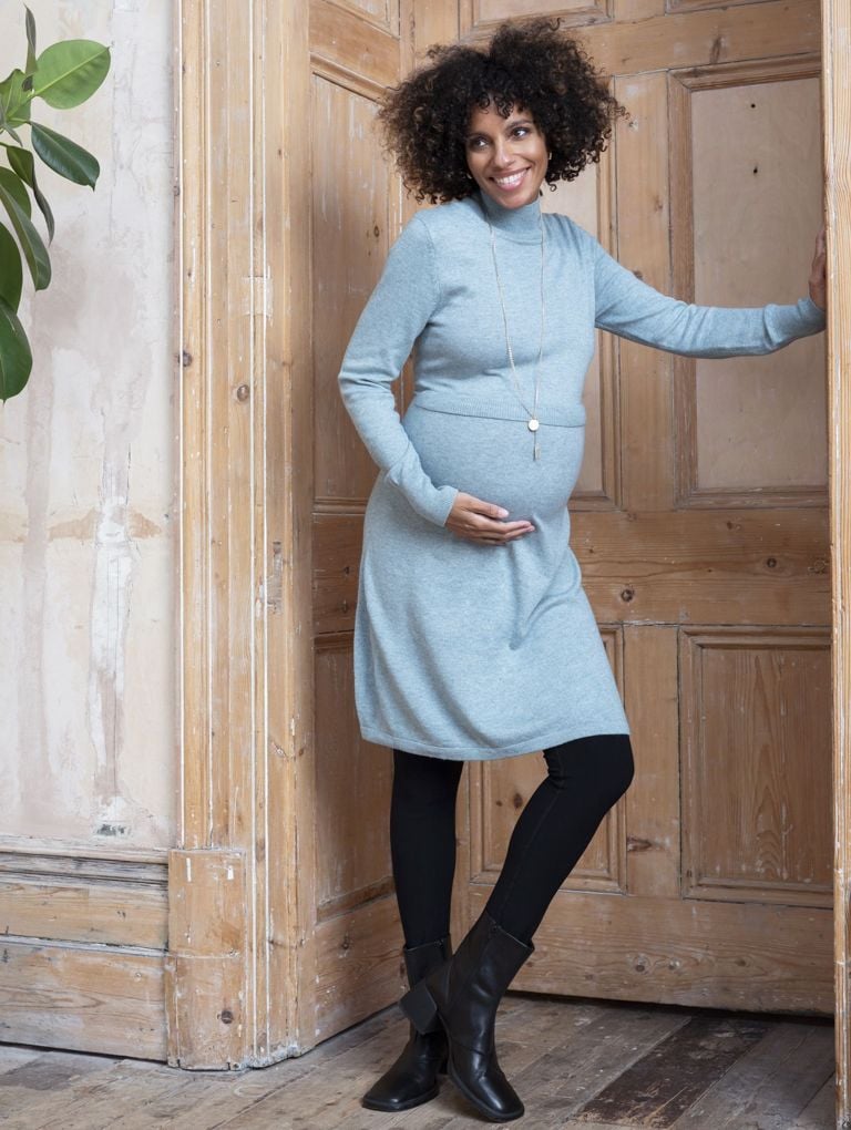 Seraphine Sage Wool Blend Maternity & Nursing Sweater Dress, Best Maternity Sweater Dresses