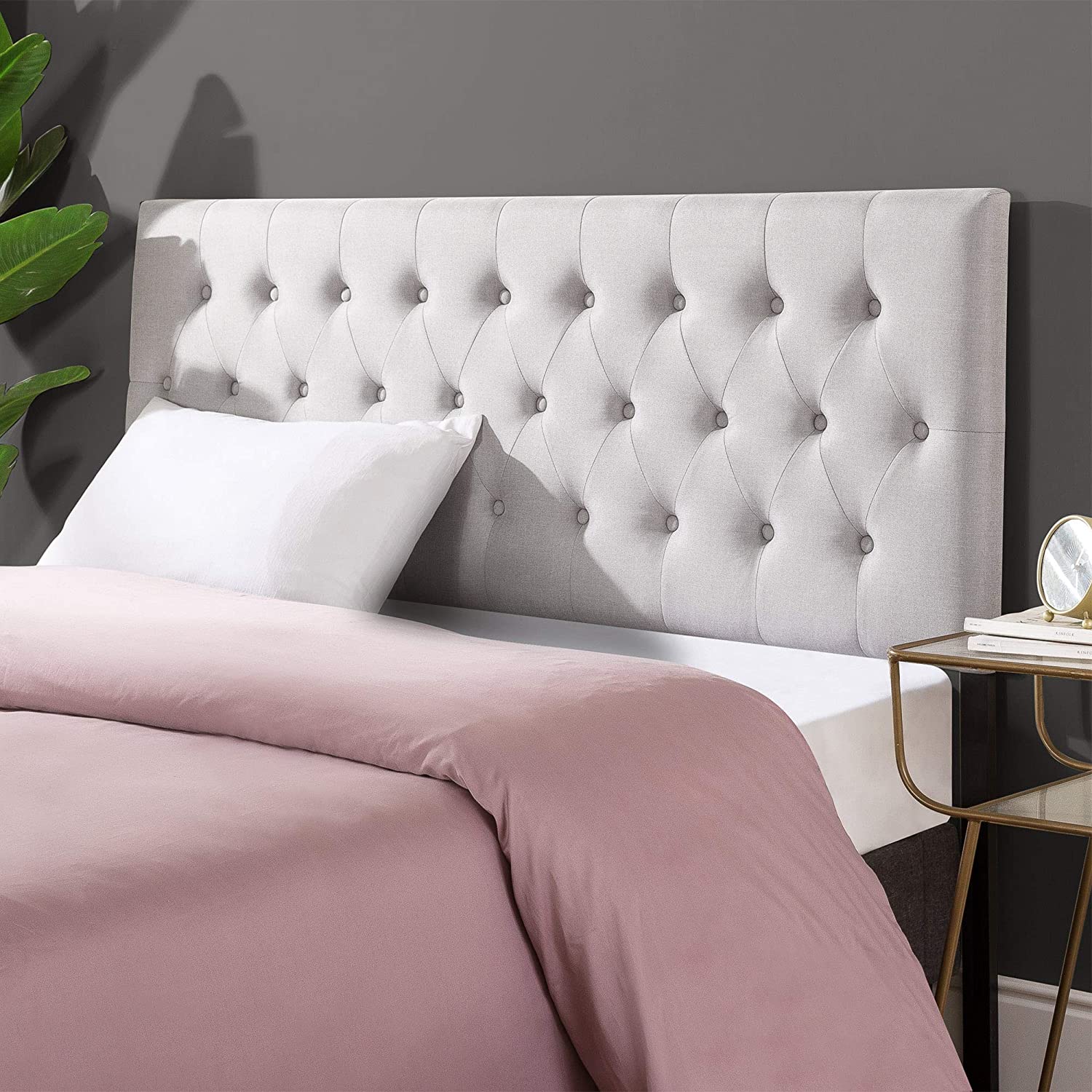 zinus trina upholstered bed, best tufted headboard