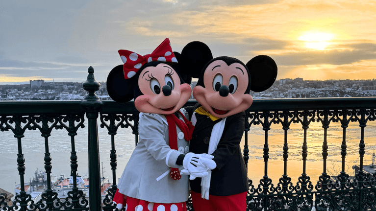 Mickey Mouse and Minnie Mouse travel from the Walt Disney World Resort in Florida to experience a sweethearts’ getaway in Quebec to celebrate Valentine’s Day