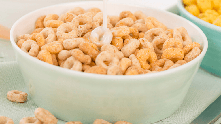 bowl of cheerios on a table