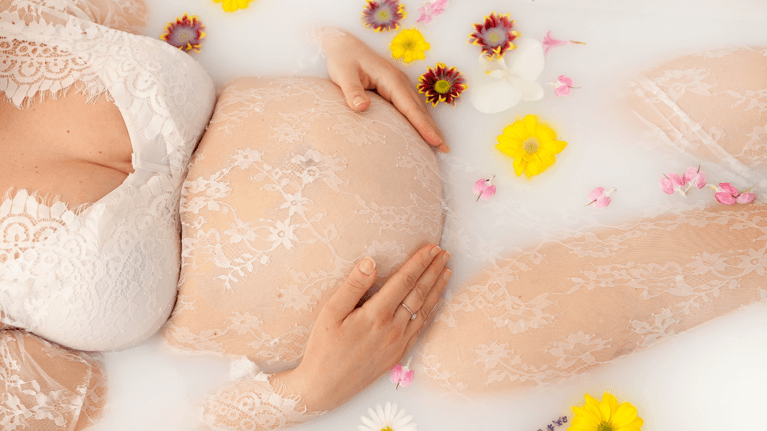 pregnant woman in a bath