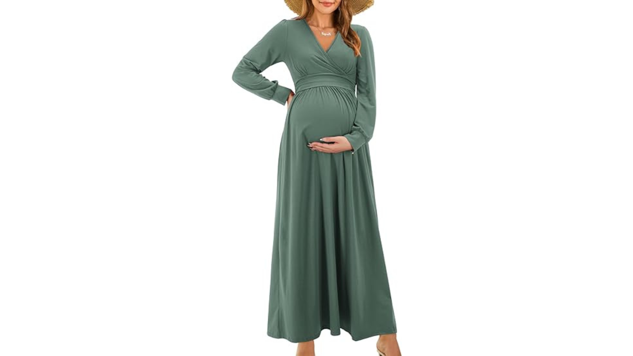 OUGES Maternity Maxi Dress, best maternity boho dresses
