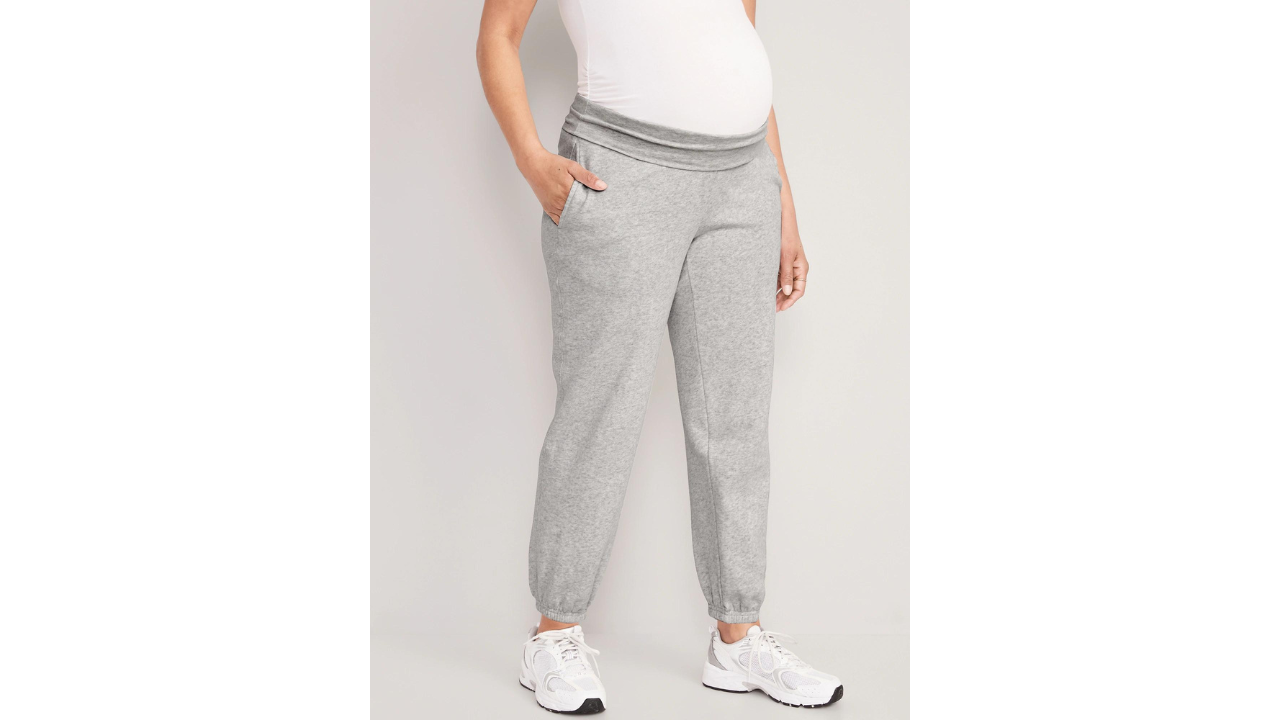 old navy maternity rollover jogger sweatpants, best maternity joggers