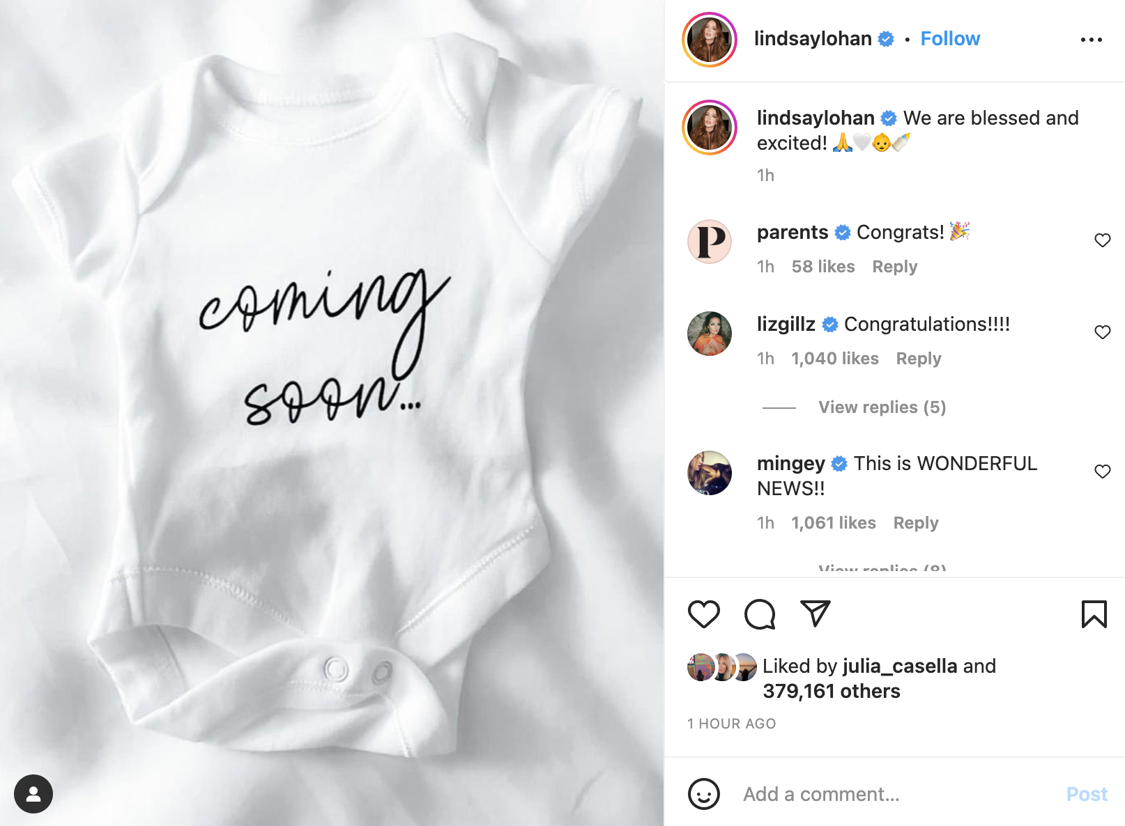 Lindsay Lohan pregnancy announcement