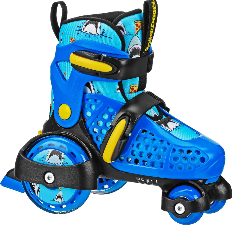 Roller Derby Fun Roll Adjustable Roller Skates for Beginners, Best Gifts For 8-Year-Old Boys 