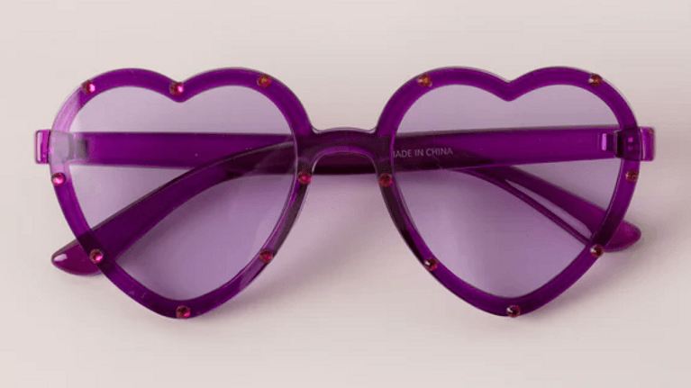 Color Rhinestone Heart Shape Plastic Frame Sunglasses, KidPik Clothing 